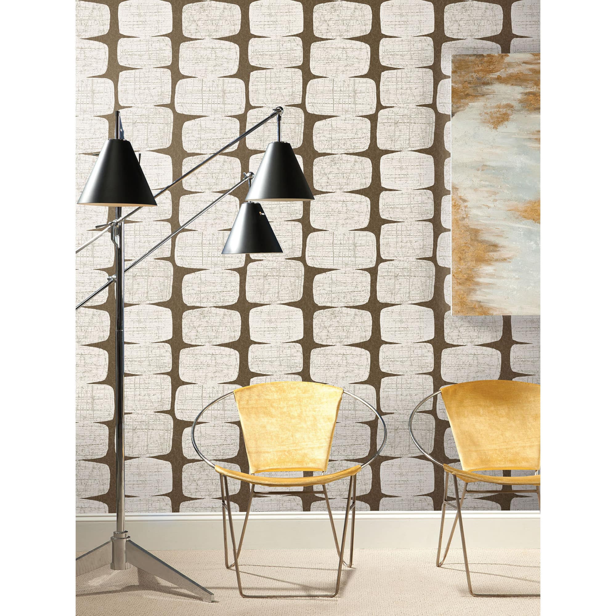 RoomMates Brown Mid-Century Beads Peel & Stick Wallpaper